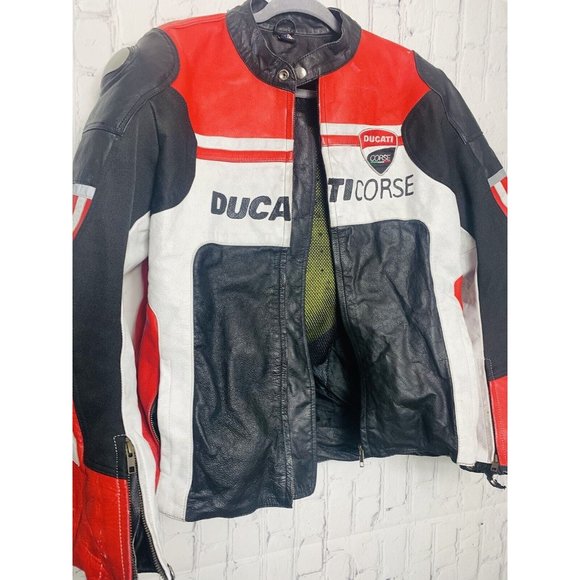 Mens Ducati Dainese Corse Perforated Leather Motorcycle Jacket XXL - Picture 12 of 16